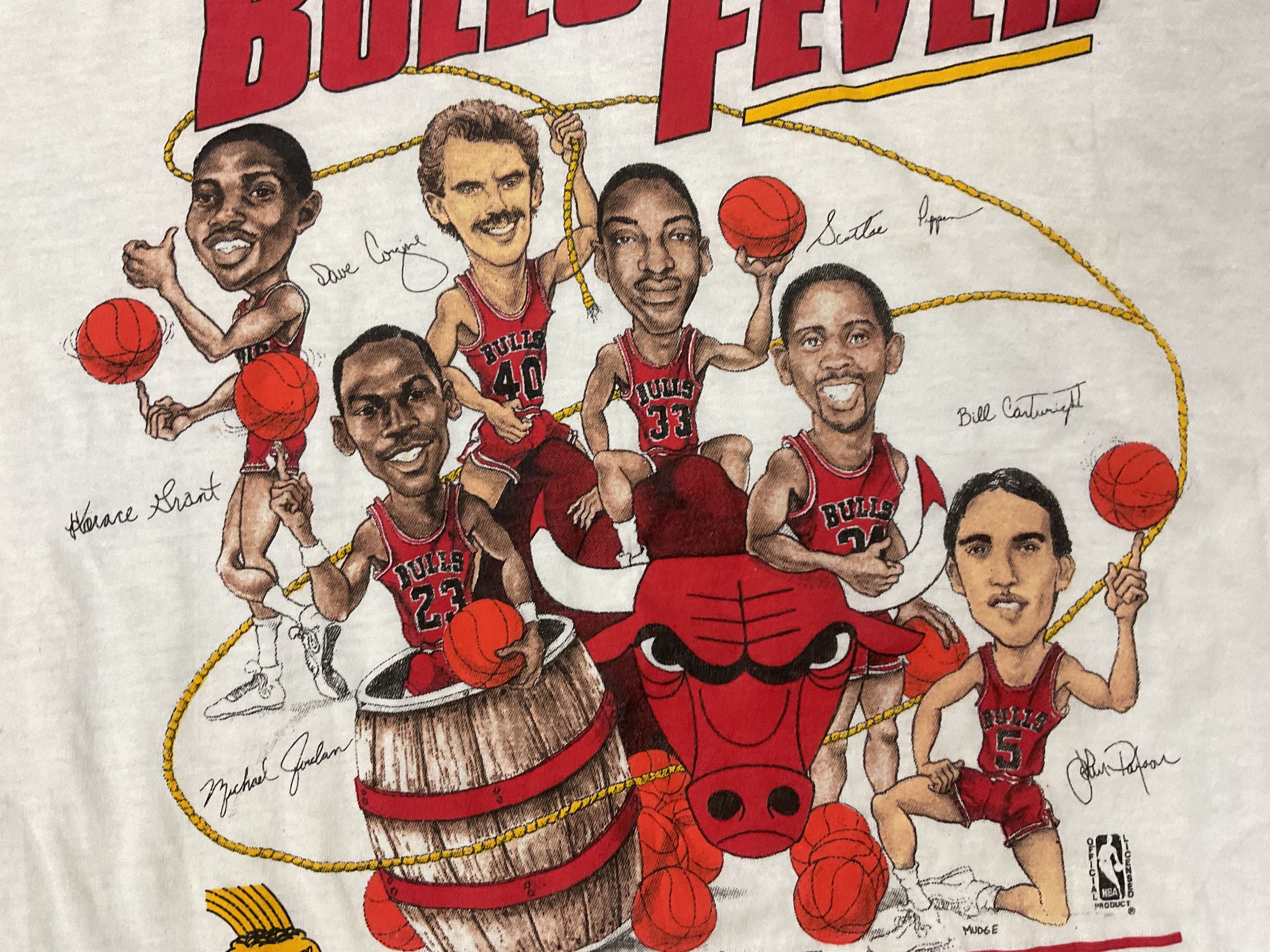 NBA Vintage 80s Chicago Bulls Fever Caricature Jordan T-Shirt Size US M / EU 48-50 / 2 - 5 Thumbnail