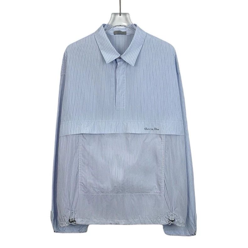 Dior Blue striped lapel long-sleeved shirt 2501-Nextarrow