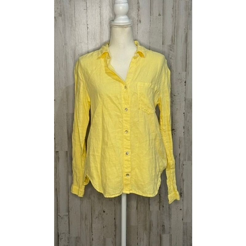 Anthropologie Cloth & Stone Women's Yellow Linen Button-Up Shirt Small Size S / US 4 / IT 40 - 2 Thumbnail
