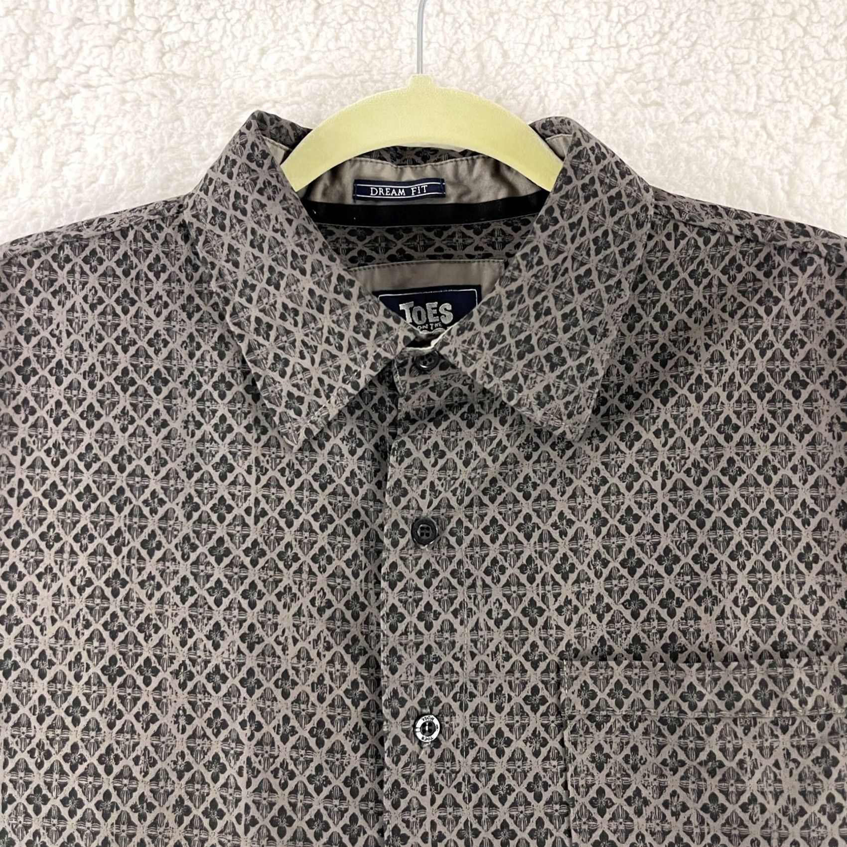 Vintage Toes On The Nose Button-Up Shirt Mens Large Brown Geo Print Dream Fit Casual Size US L / EU 52-54 / 3 - 6 Thumbnail