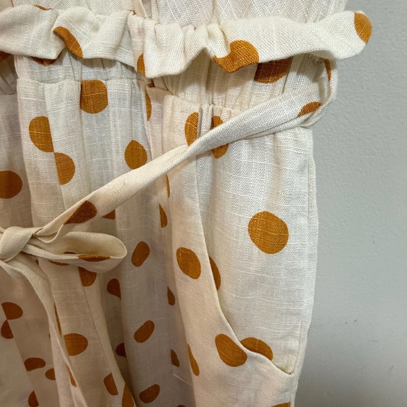 Other Monteau crop jumpsuit polka dot cream & mustard yellow SZ M Size 32" / US 10 / IT 46 - 5 Thumbnail