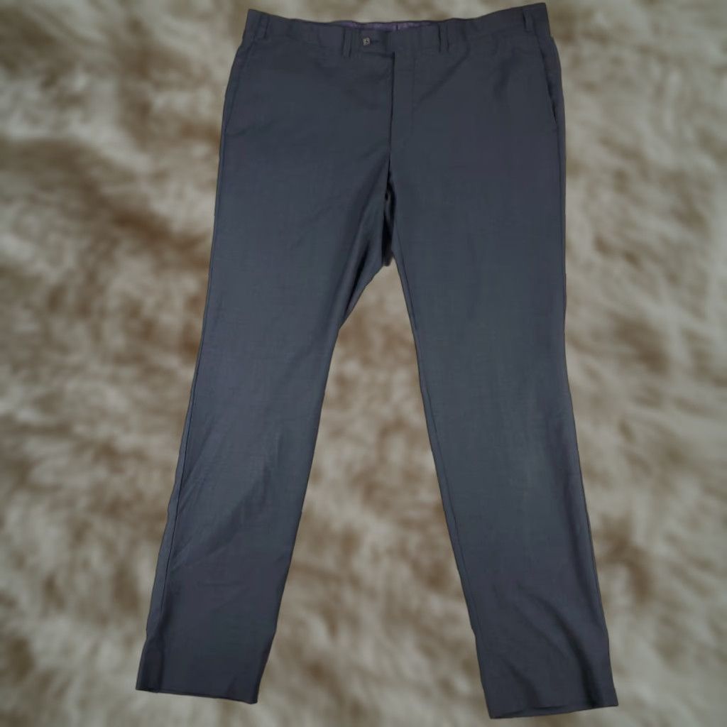 Ted Baker Ted Baker London Pants Mens 42x35 Blue/Gray Flat Front Dress Chino Trousers * Size US 42 / EU 58 - 1 Thumbnail