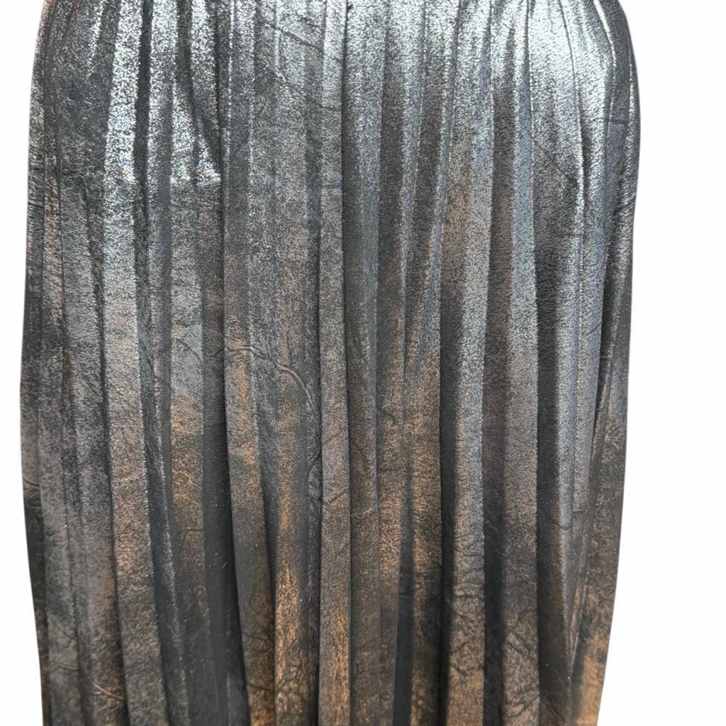 Zara Zara Woman Metallic Silver Accordion-Pleat Faux Suede Midi S Size 28" / US 6 / IT 42 - 14 Thumbnail