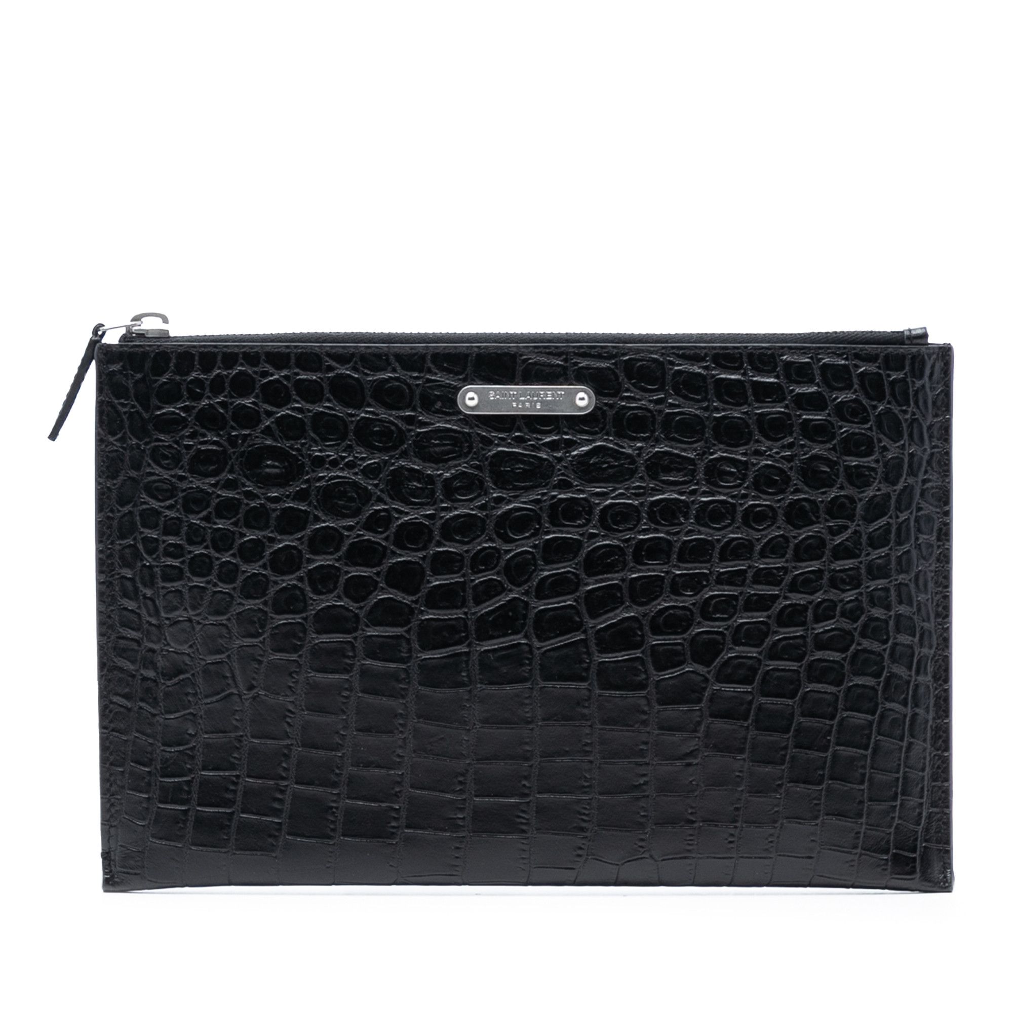 Yves Saint Laurent Yves Saint Laurent Croc Embossed Leather Clutch Size ONE SIZE - 1 Thumbnail