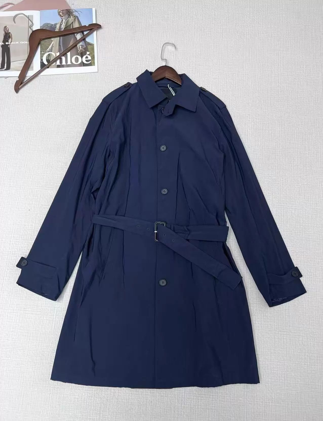 Prada Blue Belted Trench Coat with Button Front Size US M / EU 48-50 / 2 - 1 Thumbnail