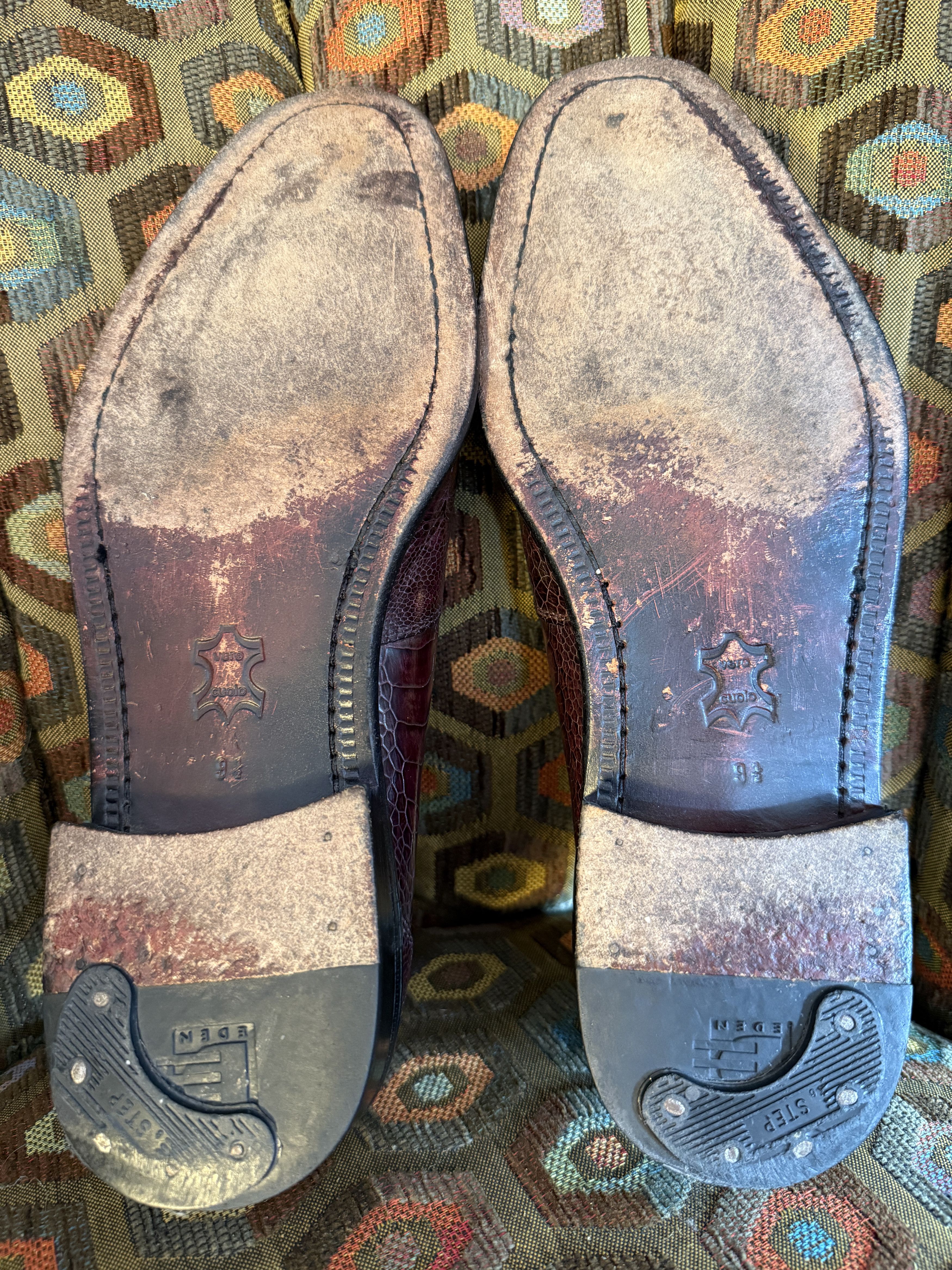 David Eden SALOMON ostrich leg cap-toe oxfords in wine +box, bag, trees Size US 9.5 / EU 42-43 - 5 Thumbnail