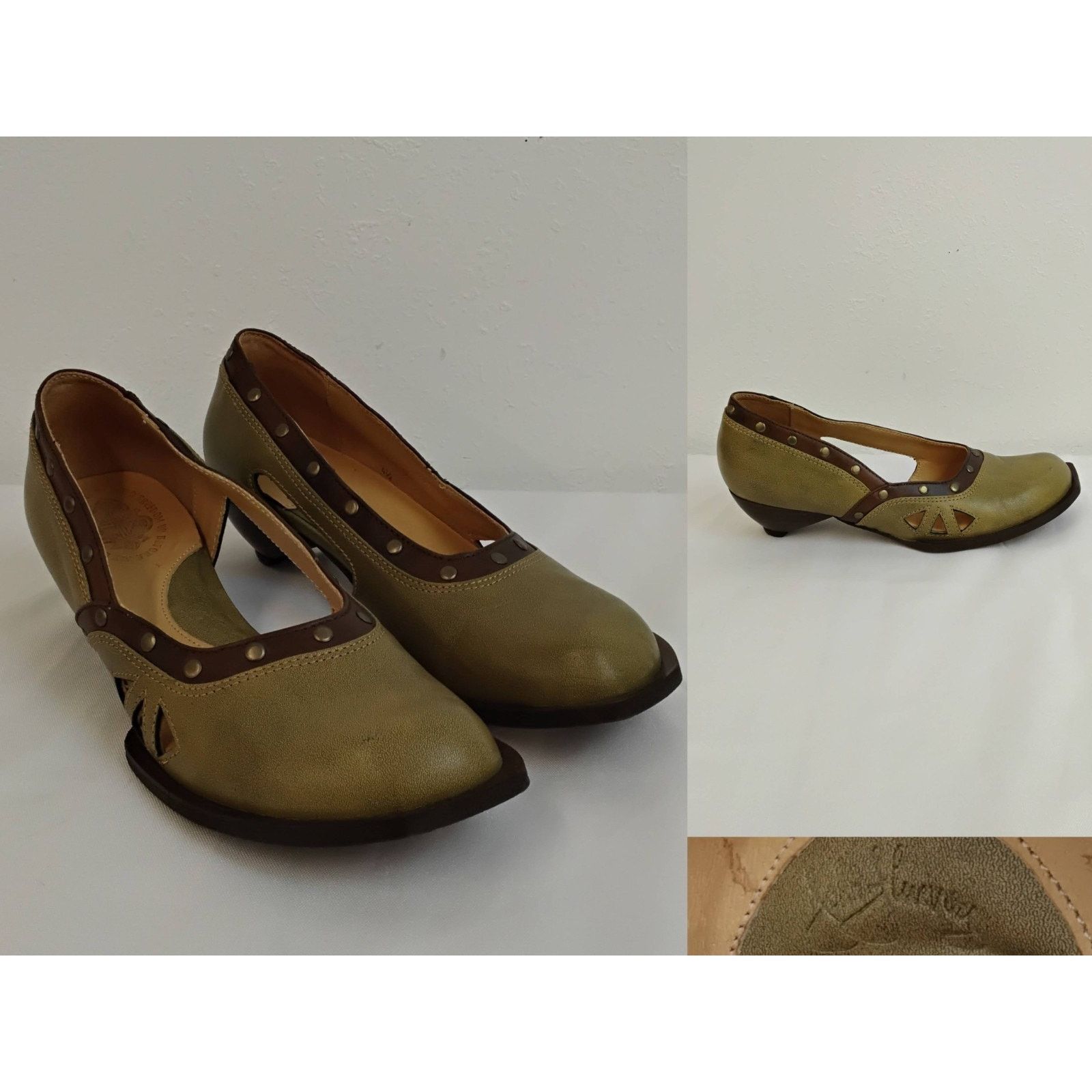 John Fluevog John Fluevog Shoes Women's US 6.5 Green Leather Brown Trim Size US 6.5 / IT 36.5 - 1 Thumbnail