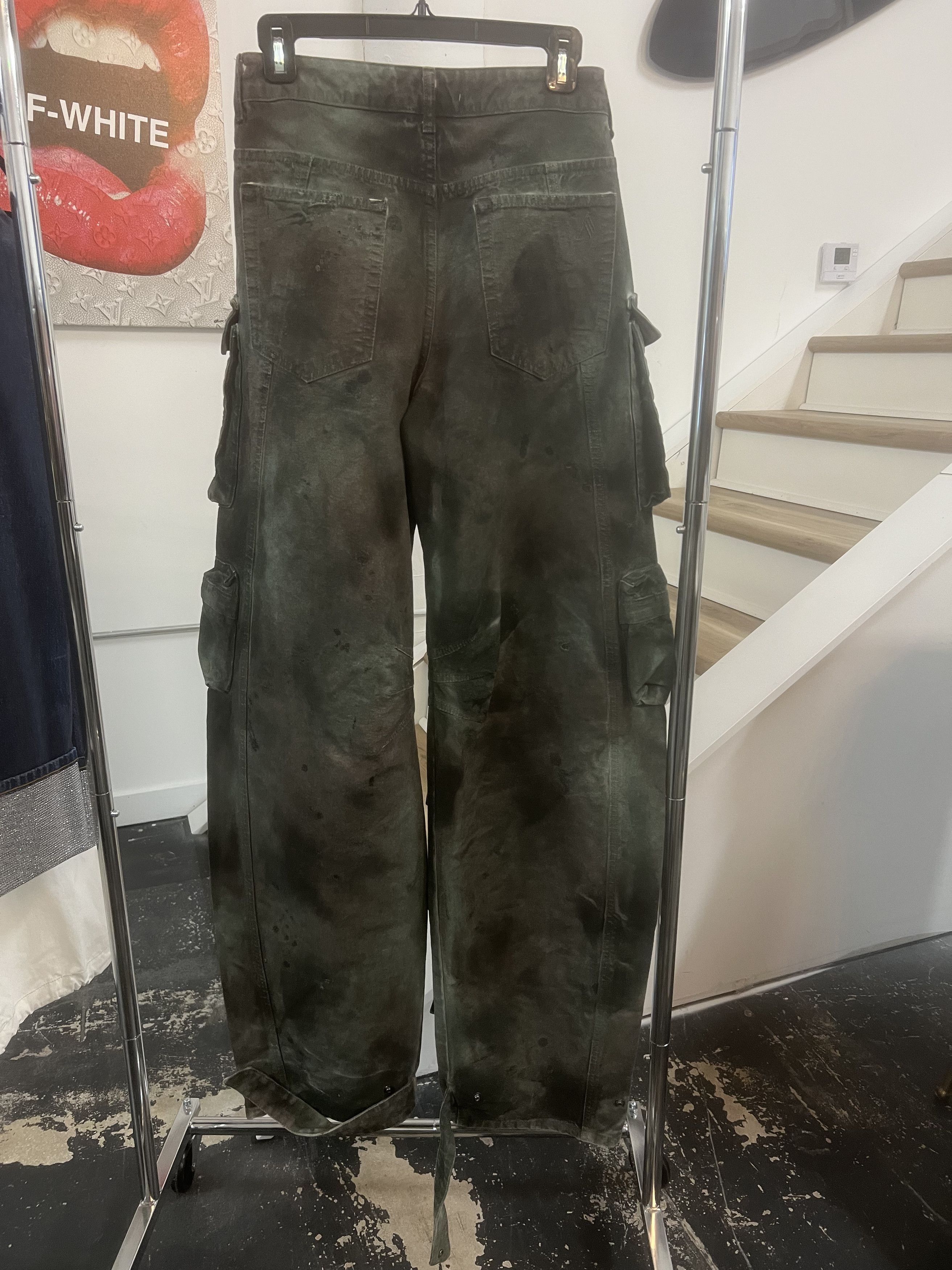 The Attico Stained Green Cargo Pants Size 27" / US 4 / IT 40 - 4 Thumbnail