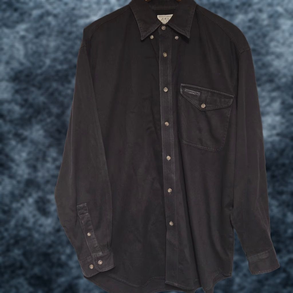 Vintage VINTAGE Brittania Button Up Shirt Western Men's M Black 100% Cotton Button-Up Collar Western Rocker 90s Mem Size US M / EU 48-50 / 2 - 1 Thumbnail