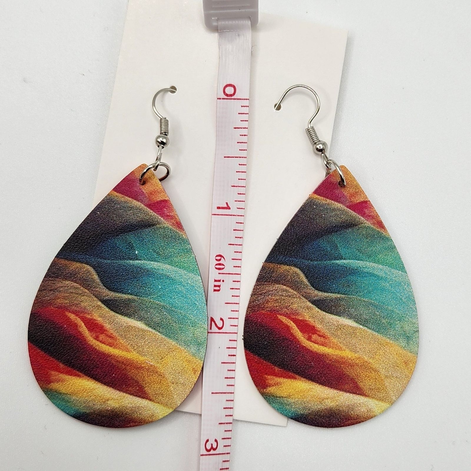 Other Multi-Colored Faux Leather Teardrop Earrings New Size ONE SIZE - 4 Thumbnail