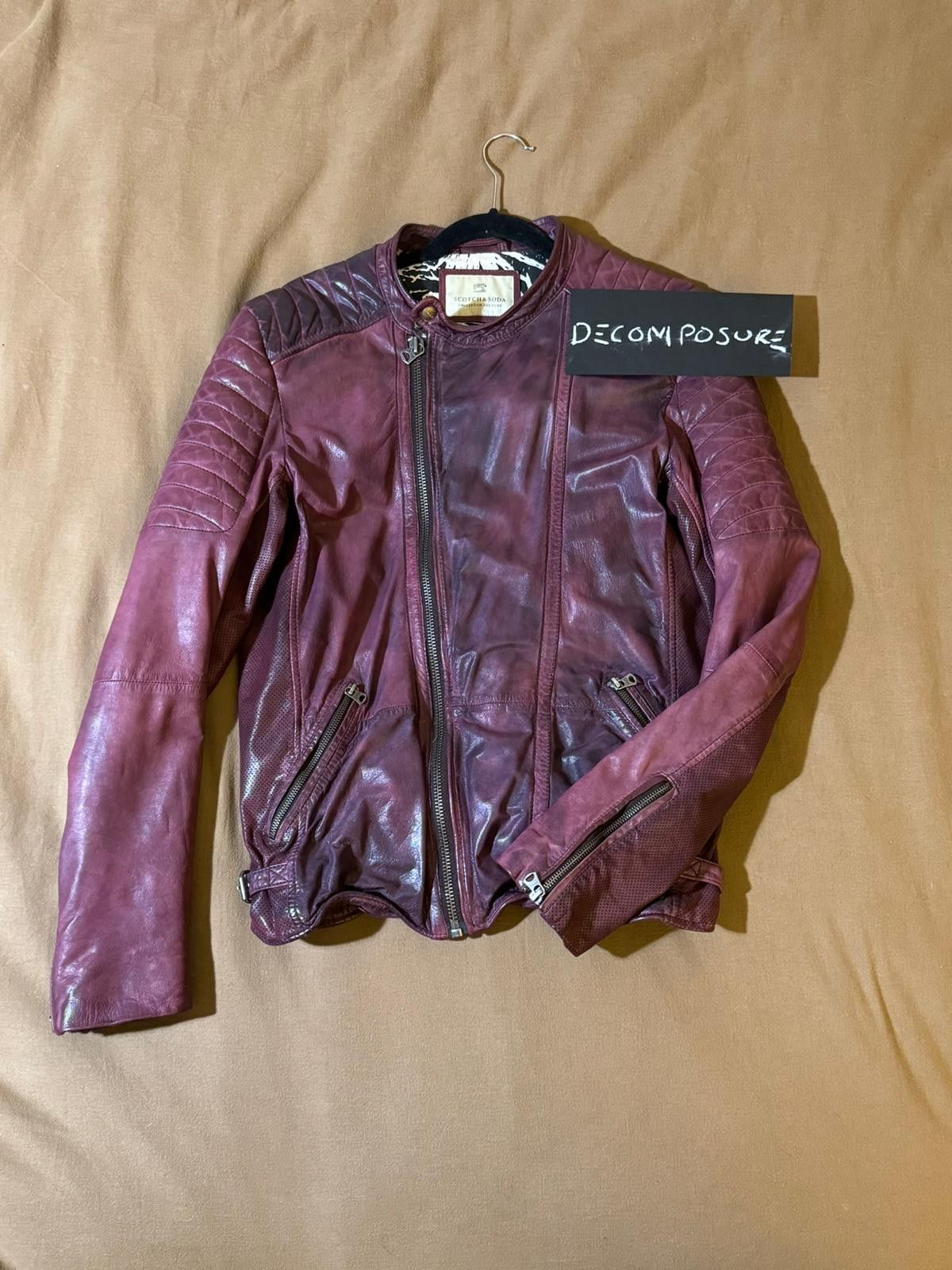 Scotch & Soda Burgundy Cafe Racer Moto Jacket Size US M / EU 48-50 / 2 - 3 Thumbnail