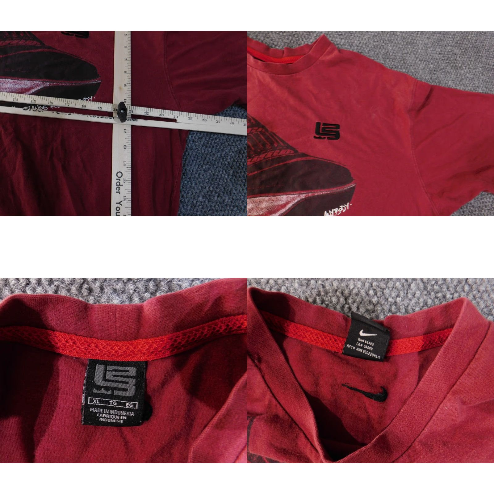 Nike Nike LeBron James Graphic T Shirt Mens XL Red Black Basketball Shoe Print Shirt Womens? Size US XL / EU 56 / 4 - 8 Thumbnail