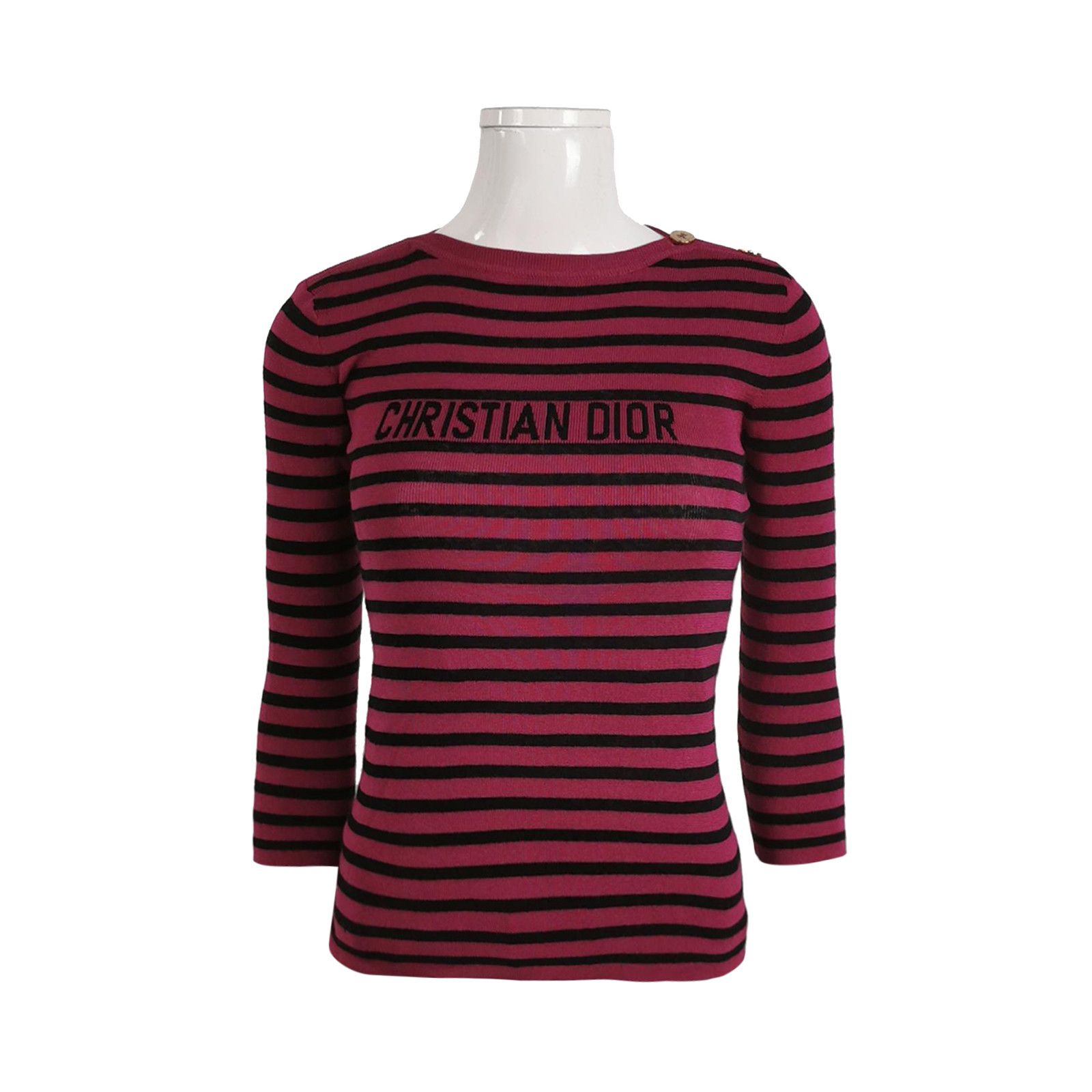 Christian Dior Monsieur Christian Dior Striped Logo Knit Sweater Size 36 Size XS / US 0-2 / IT 36-38 - 1 Thumbnail