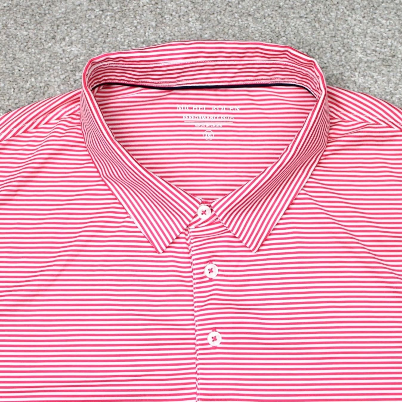 Vintage Michel Rouen Performance Polo Shirt Mens 3XL Red/White Golf Short Sleeve Polo Shirt Mens XXXL Red White Sports Golf Shirts Size US XXL / EU 58 / 5 - 4 Thumbnail
