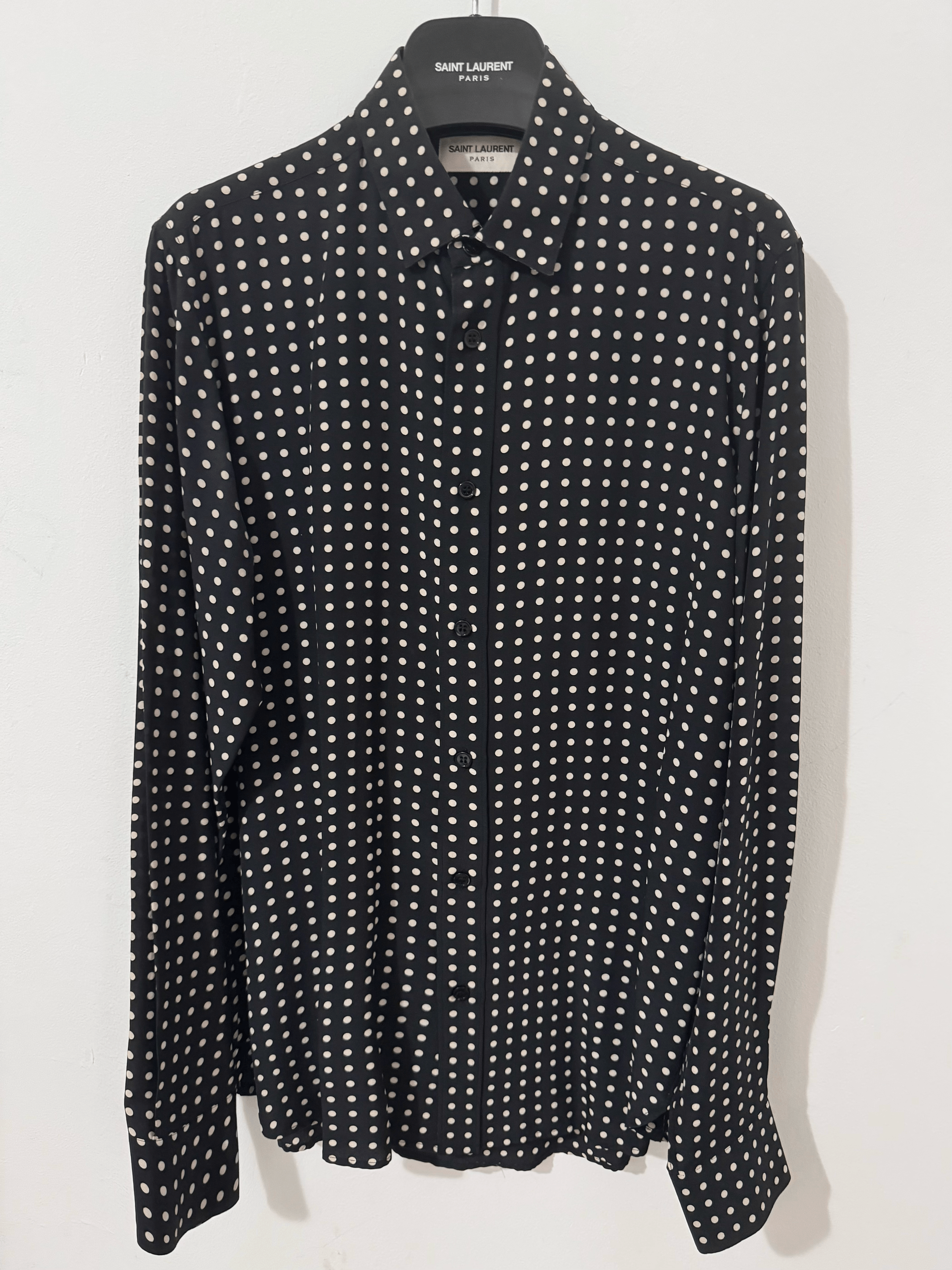 Saint Laurent Paris Saint Laurent Polka Dot Silk Shirt Size US M / EU 48-50 / 2 - 1 Thumbnail