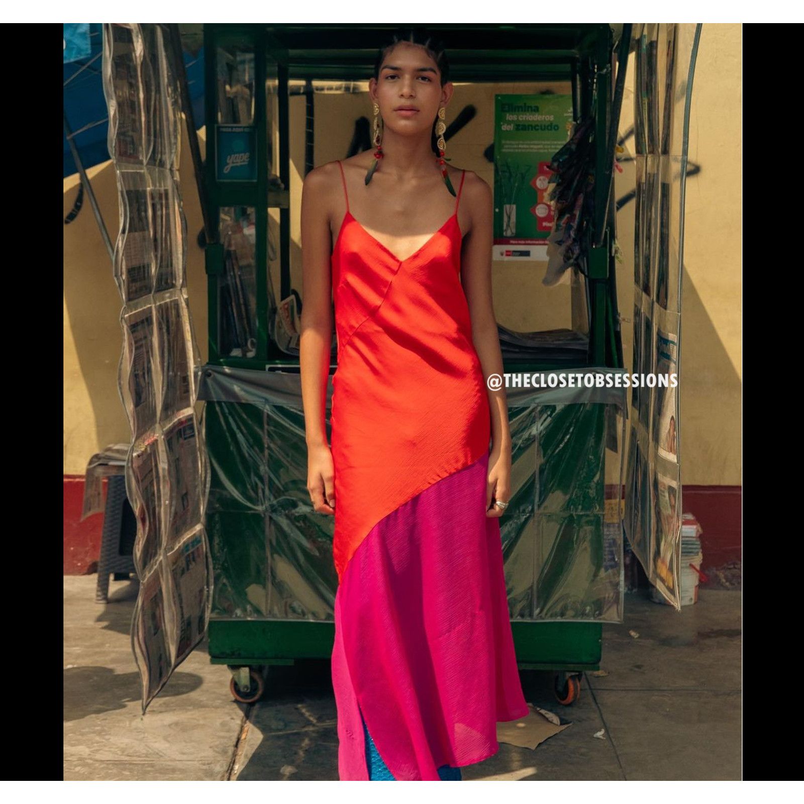 Mango Mango Red Pink Colorblock Asymmetrical Maxi Dress NWT Size M / US 6-8 / IT 42-44 - 19 Thumbnail
