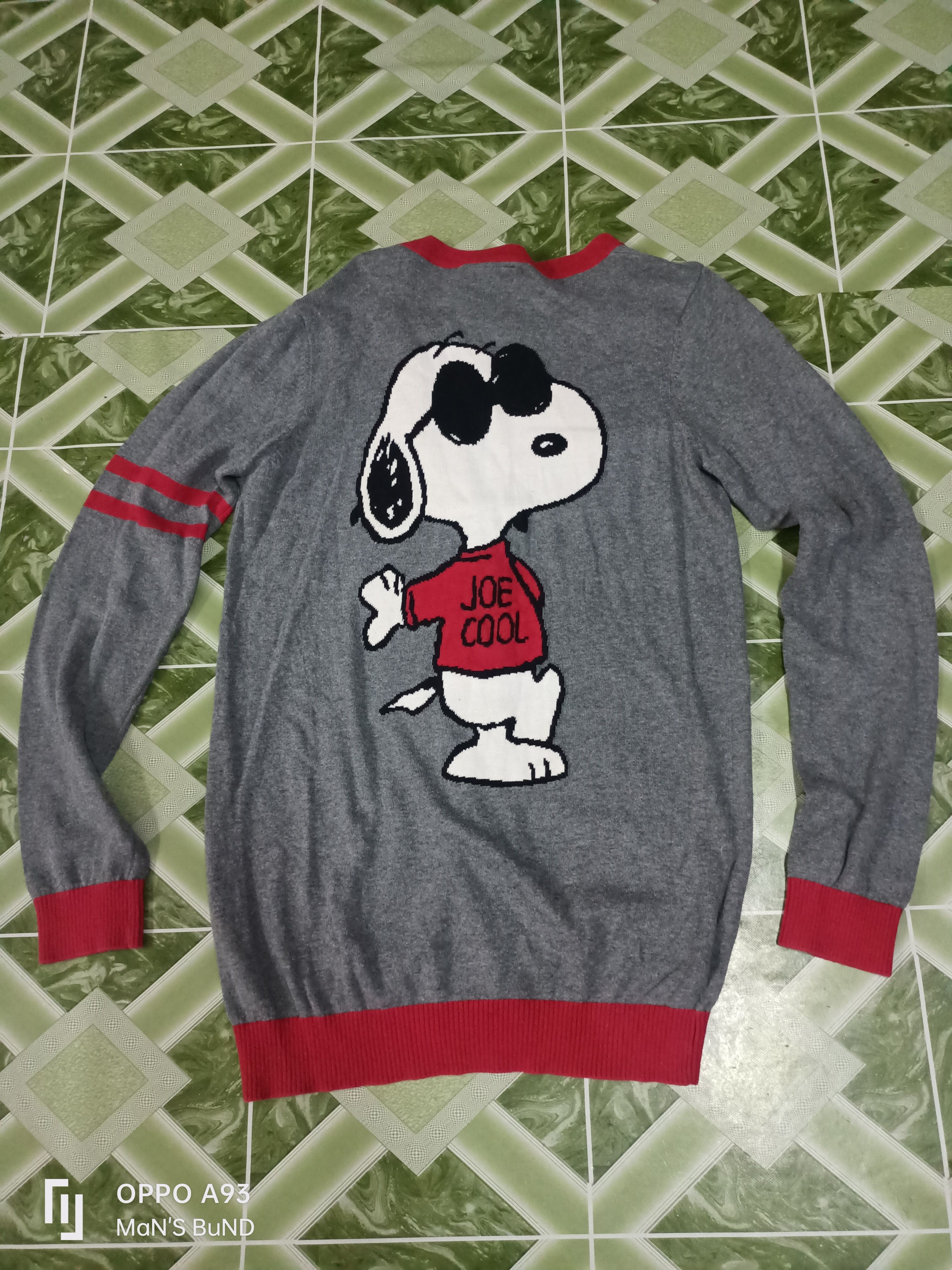 Peanuts × Vintage Vintage Cardigan Peanuts JOE COOL Size L / US 10 / IT 46 - 1 Thumbnail