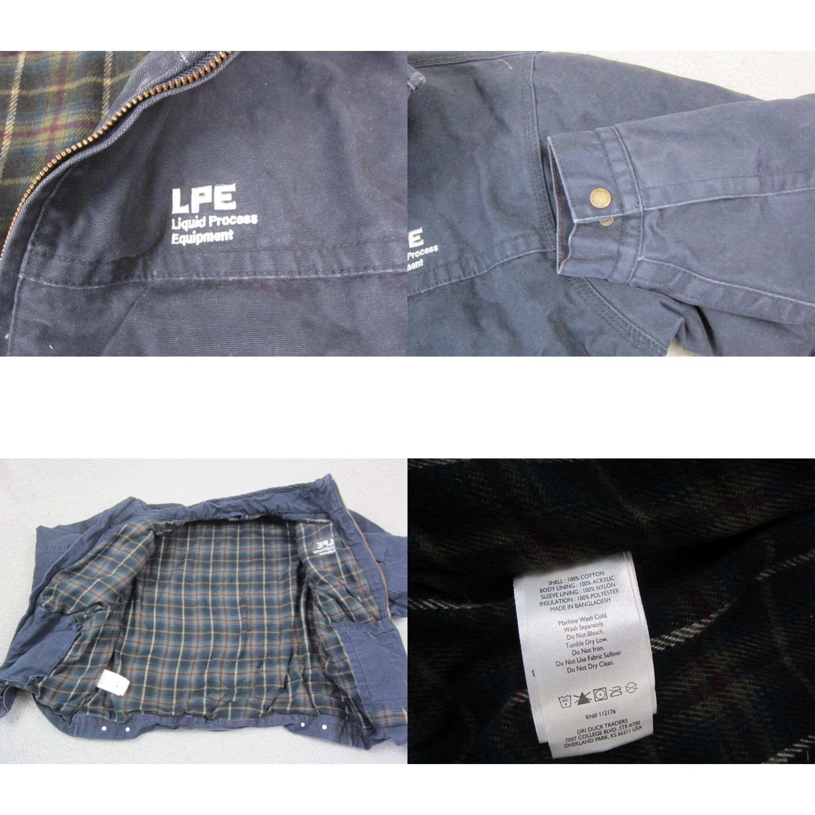Vintage DRI DUCK Jacket Mens XL Blue Maverick Workwear Canvas Chore Coat Bomber Jacket Mid-Length Zip Pockets Lined Solid 90s USA Vintage No Size US XL / EU 56 / 4 - 8 Thumbnail