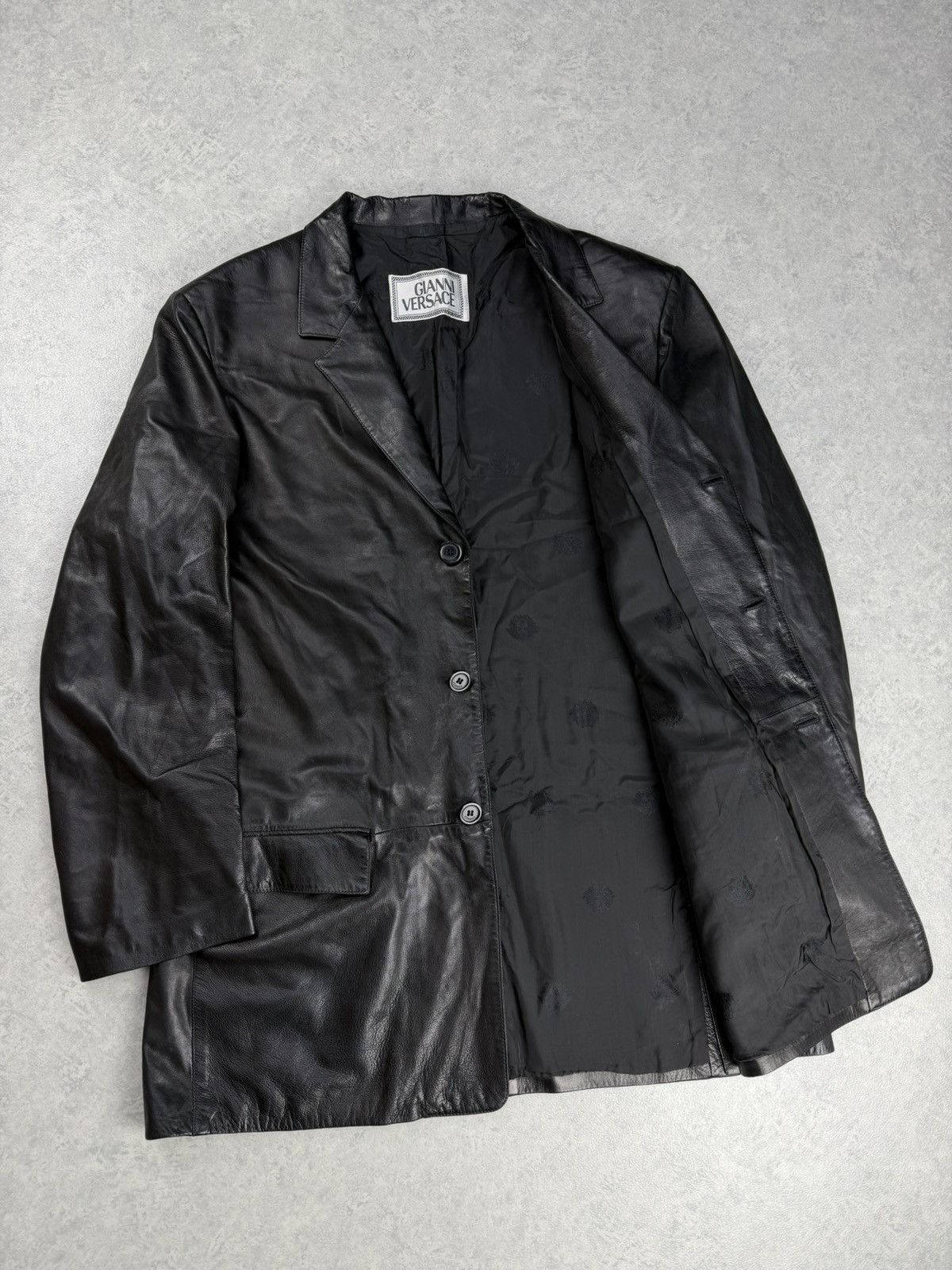 Versace Vintage Gianni Versace Black Leather Blazer Jacket Size 56 Size US XL / EU 56 / 4 - 8 Thumbnail