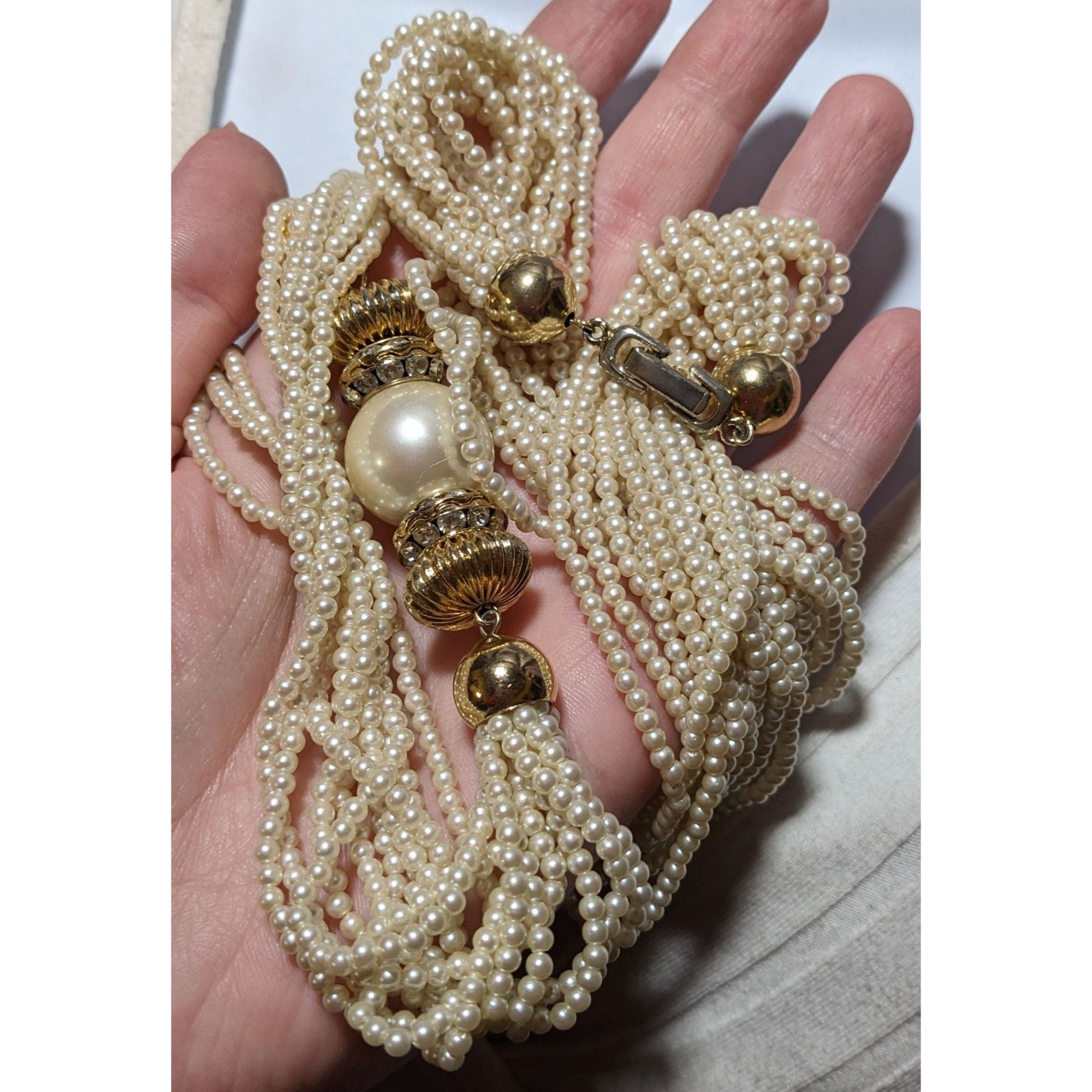 Other Vintage Glam Gold Pearl Multistrand Statement Necklace Size ONE SIZE - 8 Thumbnail