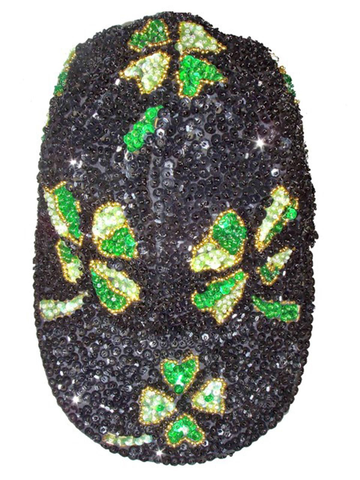 Designer Sequin Baseball Cap BLACK with SHAMROCK Size ONE SIZE - 1 Preview