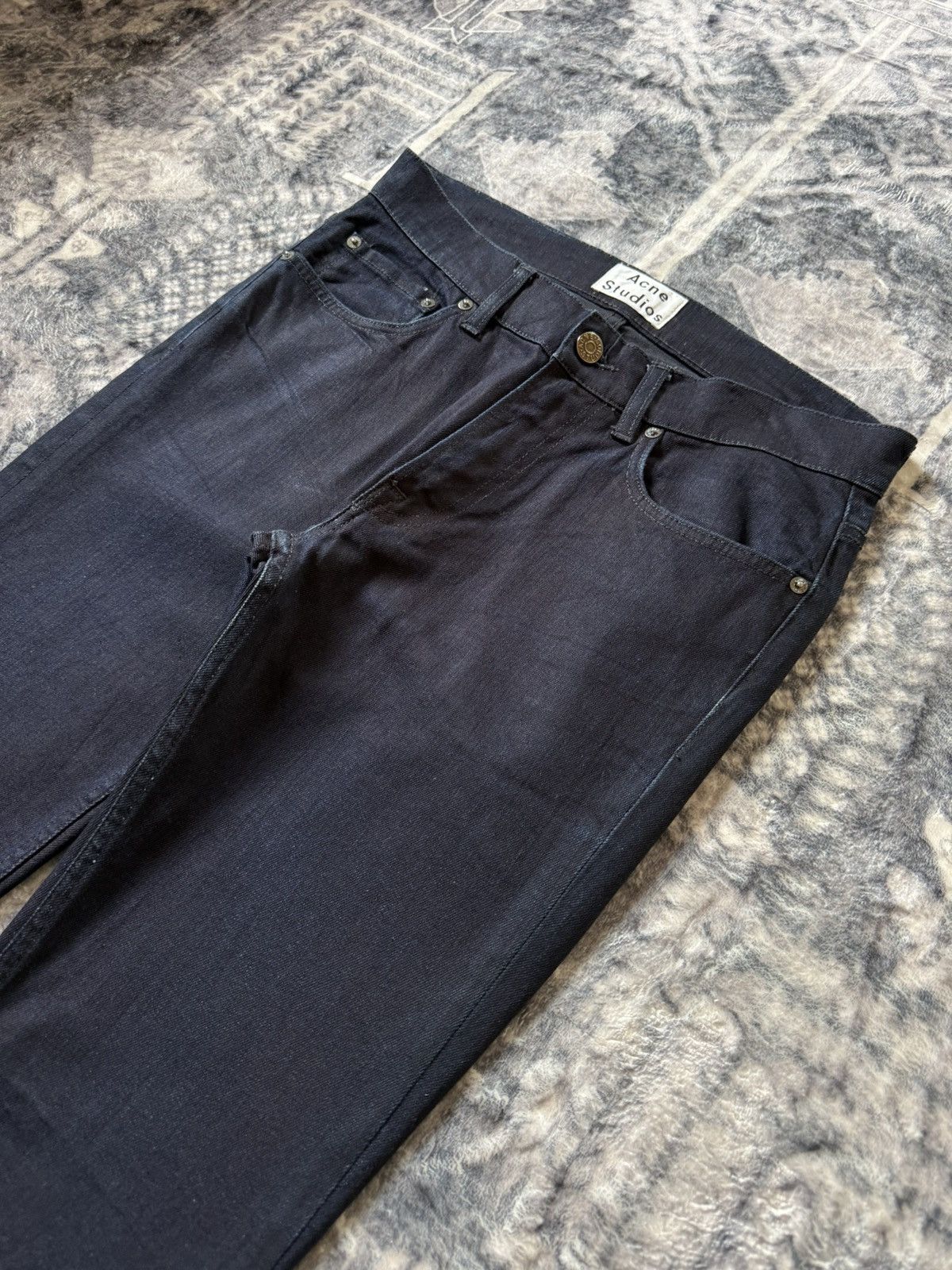 Acne Studios ACNE STUDIO Ace Navy Cash Indigo Wash Slim Stacked Jeans Size US 30 / EU 46 - 5 Thumbnail