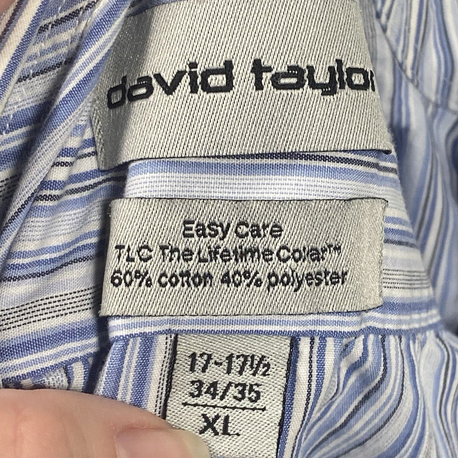 David Taylor Vintage David Taylor Men’s XL Blue Striped Shirt Button Down Size US XL / EU 56 / 4 - 4 Thumbnail