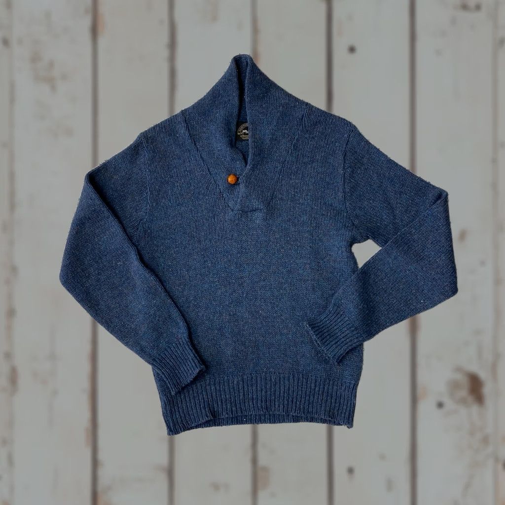 Vintage VINTAGE Northern Isles Wool Sweater Cardigan Mountain Blue M Women Long Sleeve Mock Neck Full Zip 80s 90s USA Art style Size M / US 6-8 / IT 42-44 - 1 Thumbnail