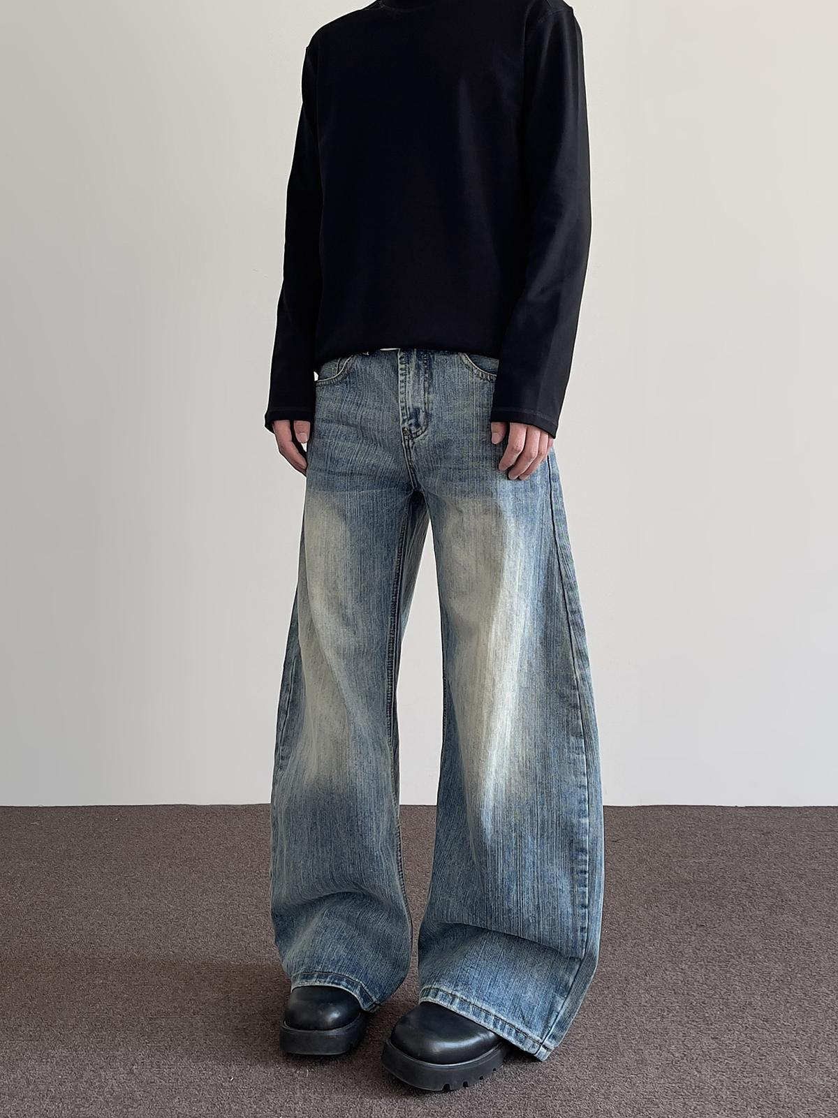 Japanese Brand Men's loose retro straight wide-leg washed scimitar jeans Size US 32 / EU 48 - 4 Thumbnail