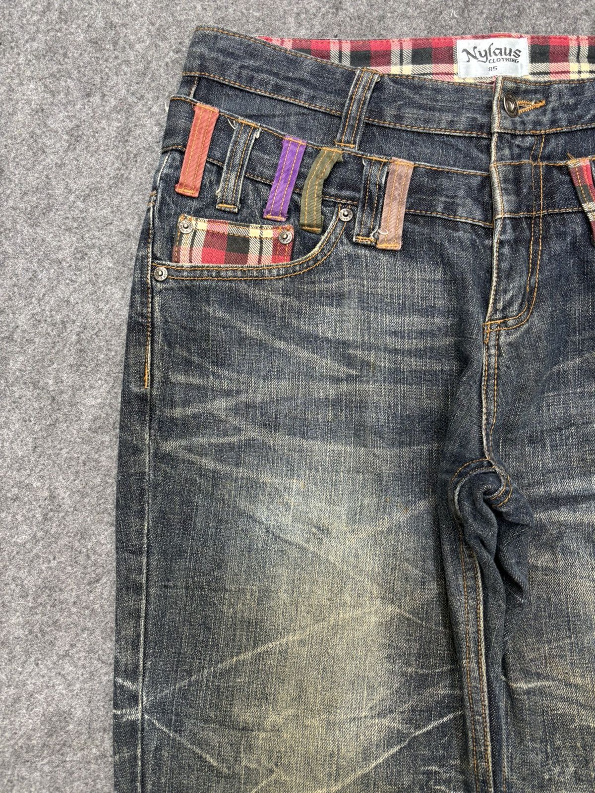 Japanese Brand 💥Double Waist💥Insane Nylaus Folding Fades Style Denim F657 Size US 33 - 5 Thumbnail
