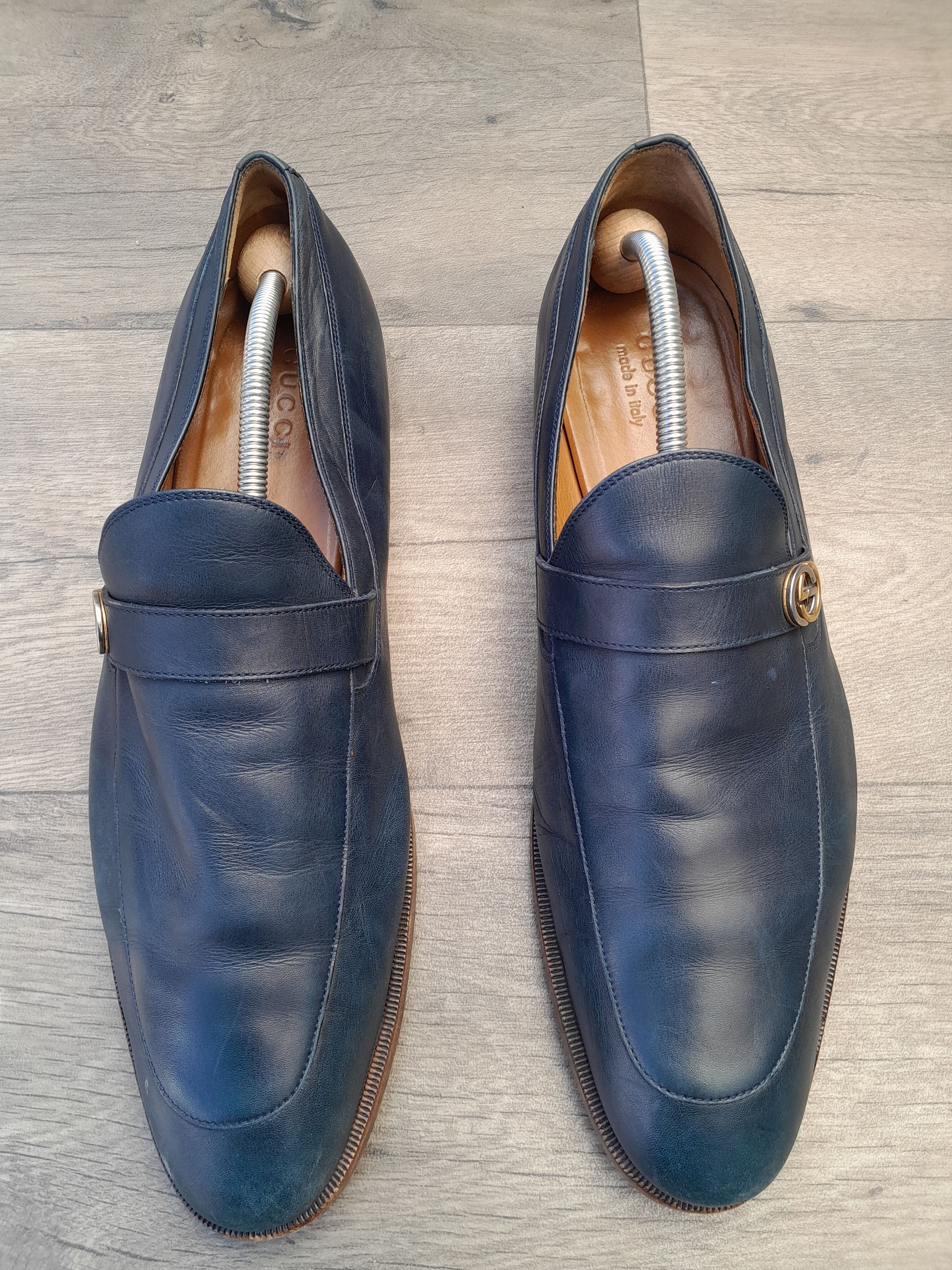 Gucci men's Gucci leather loafers in navy blue Size US 12.5 / EU 45-46 - 2 Thumbnail
