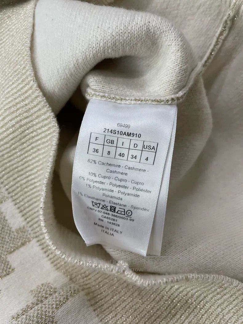 Dior Dior White gold checkered letter logo cashmere sweater Size XS / US 0-2 / IT 36-38 - 5 Thumbnail