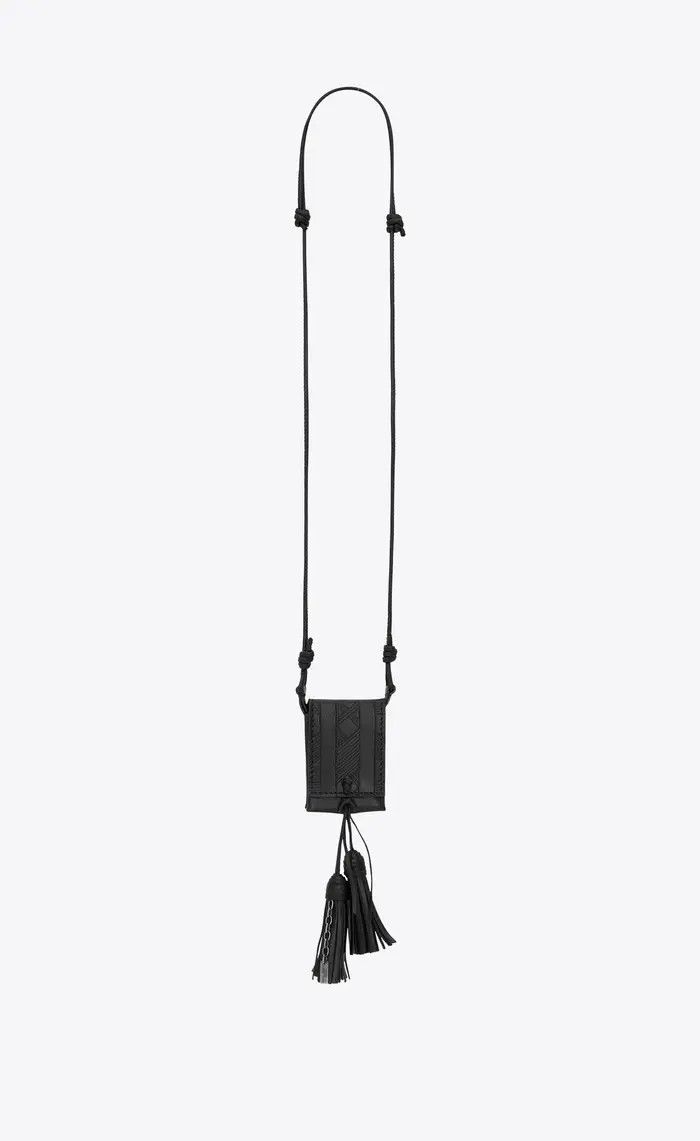 Saint Laurent Paris o1bcso1str1224 Size: OS/Long Tassel Bag Necklace in Black Size ONE SIZE - 1 Thumbnail