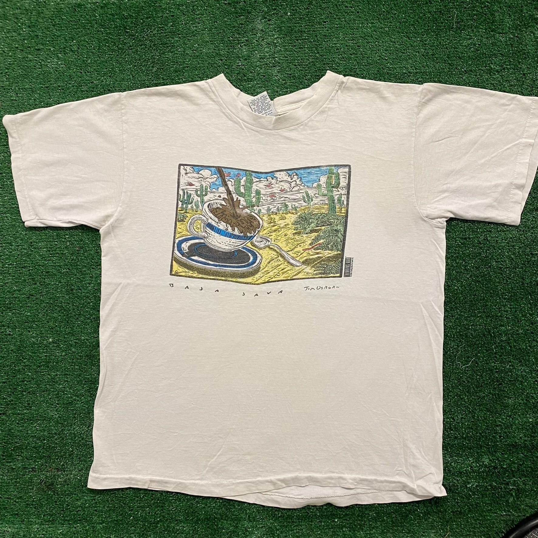 Vintage Vintage 90s Coffee Comic Painting Humor Single Stitch Tee Size US L / EU 52-54 / 3 - 1 Thumbnail