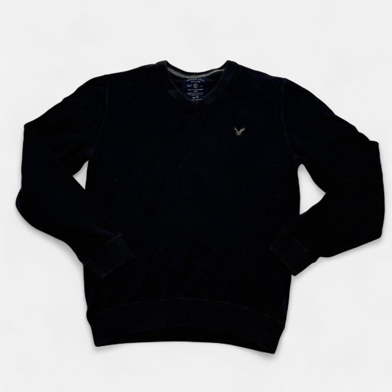 American Eagle Outfitters American Eagle Navy V-Neck Knit Sweater Medium Classic Men’s Size US M / EU 48-50 / 2 - 1 Thumbnail