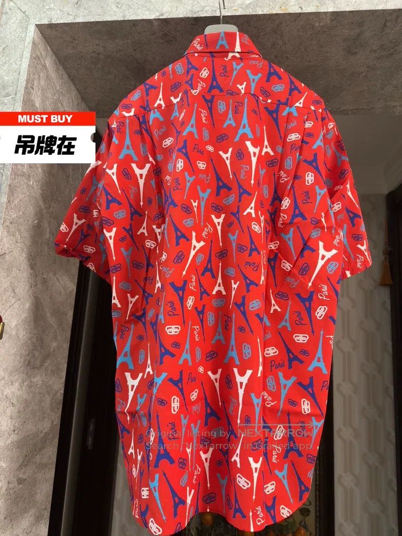 Balenciaga Balenciaga size 41 Eiffel Tower Full Logo Red Short Sleeve Size US M / EU 48-50 / 2 - 4 Thumbnail