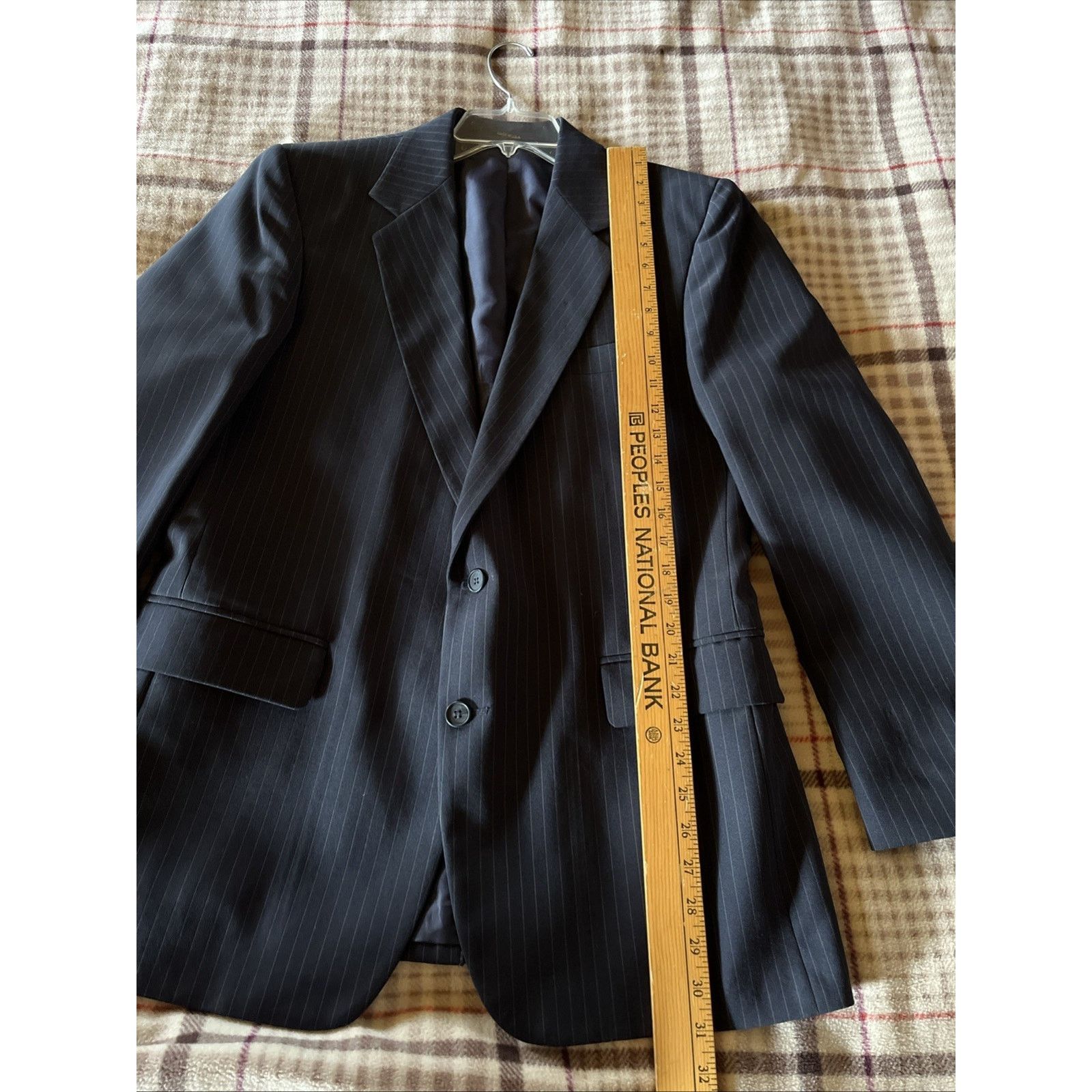 Haggar Haggar Men Navy Blue Pinstripe Jacket Sz 42 Feels Like Wool Size 42R - 11 Thumbnail