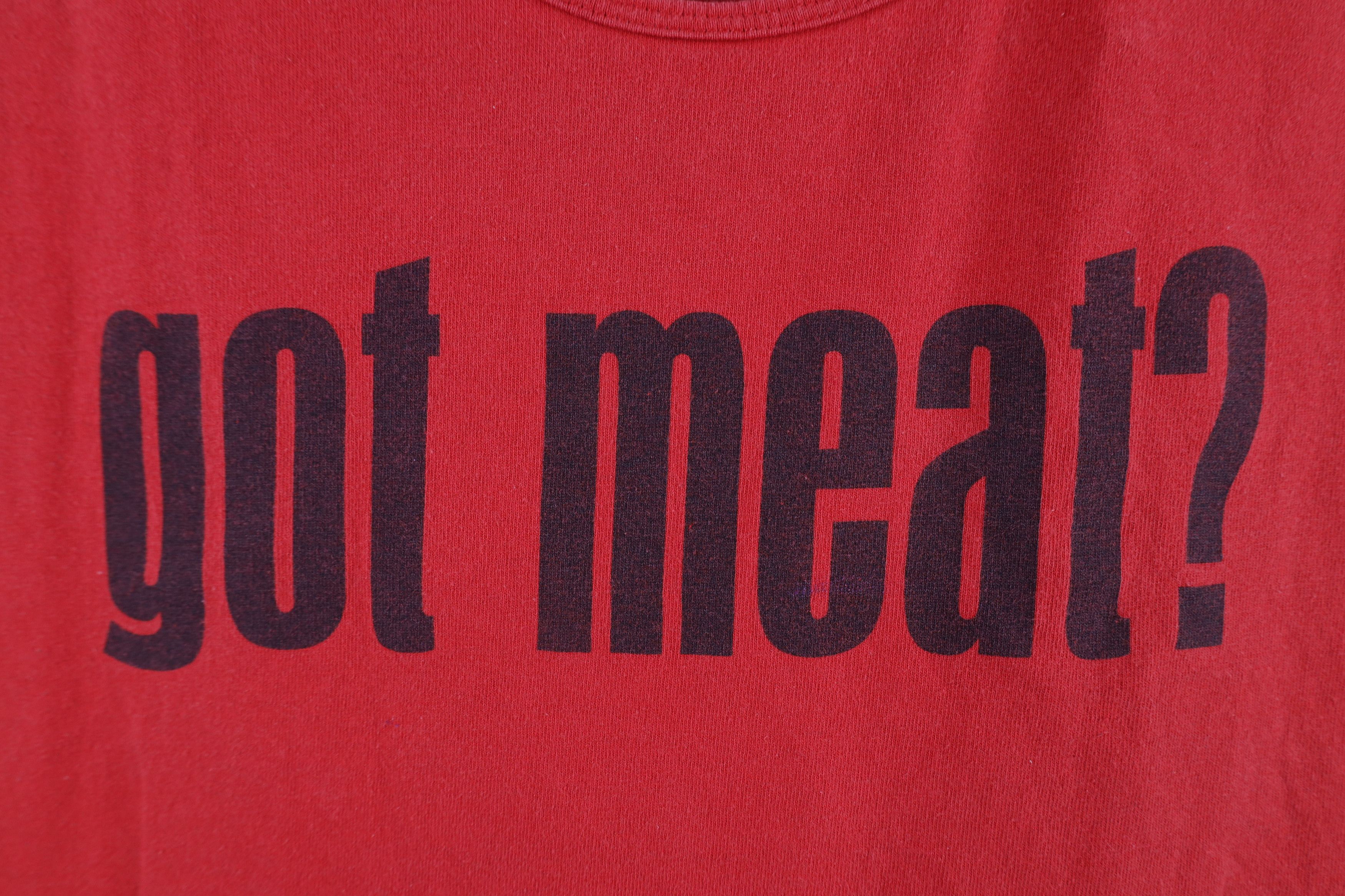 Vintage Vintage 90s Out Got Meat Beef Tank Top T-Shirt Red Cotton Size US XXL / EU 58 / 5 - 4 Thumbnail