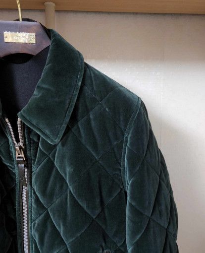 Tom Ford o1sm1stk0824 Velvet Quilted Bomber Jacket in Green Size US M / EU 48-50 / 2 - 2 Thumbnail