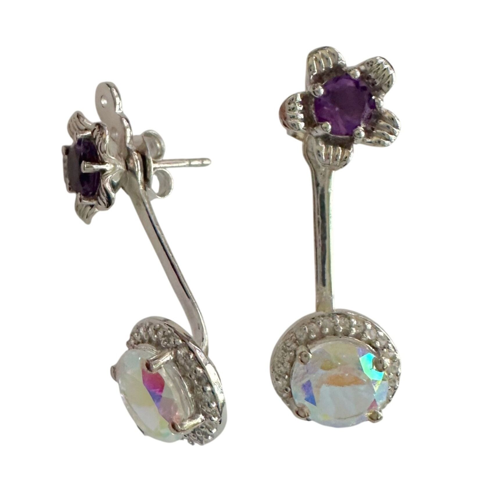 Other Amethyst Flower Stud Earrings with Beautiul (Removable) Rain Size ONE SIZE - 3 Thumbnail