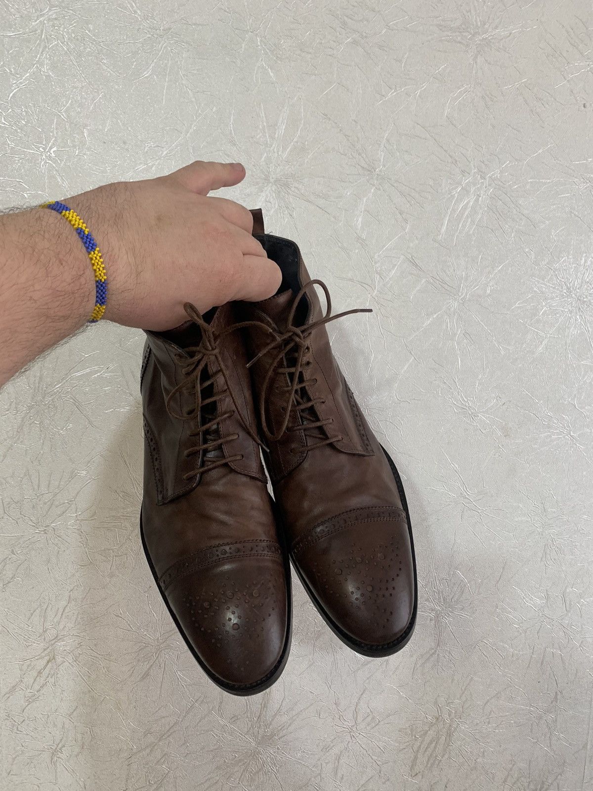 Genuine Leather × Hugo Boss Boss Hugo Boss Brown Leather Brogue Boots Made in Italy US11 Size US 11 / EU 44 - 7 Thumbnail