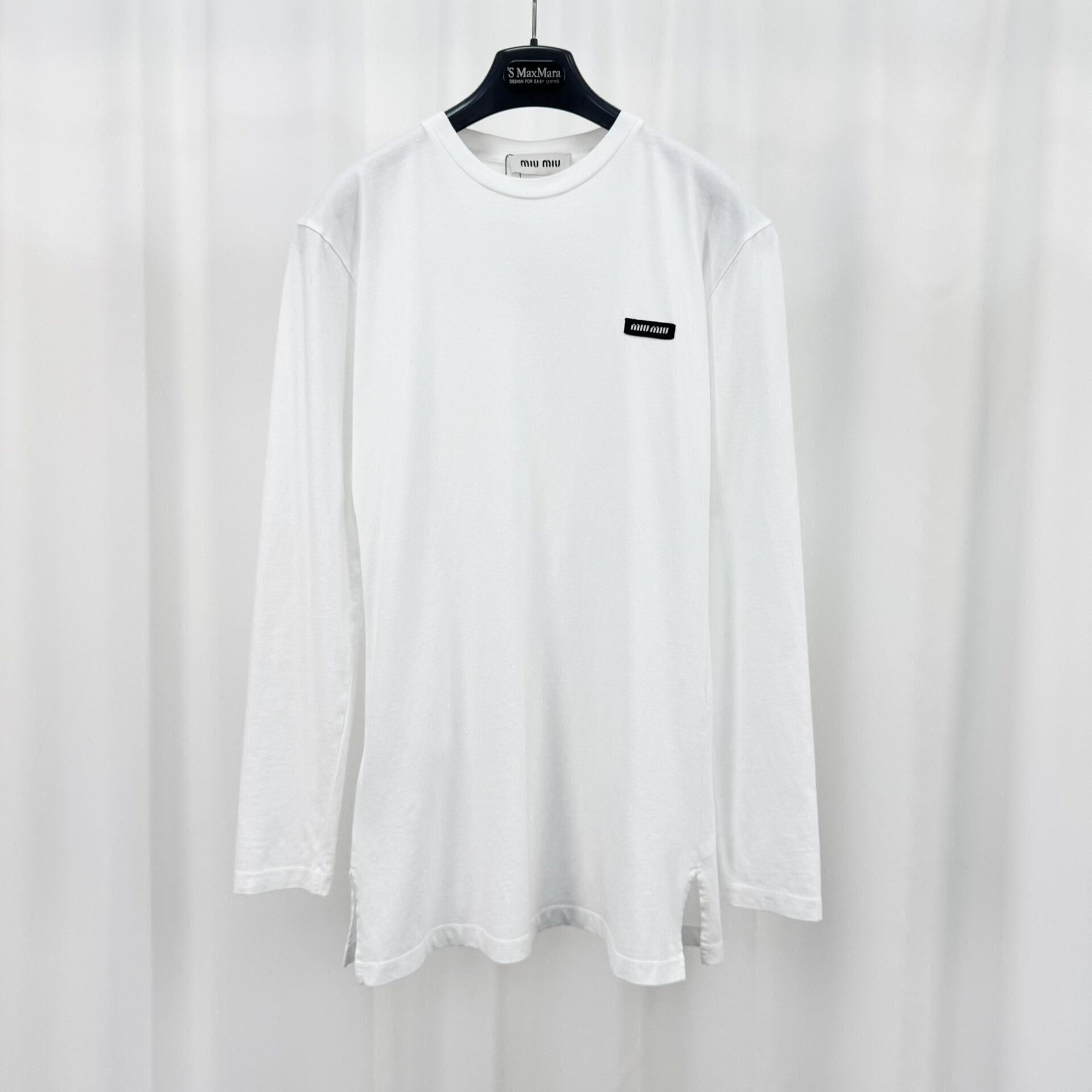 Miu Miu Long Sleeve White Embroidered Top
