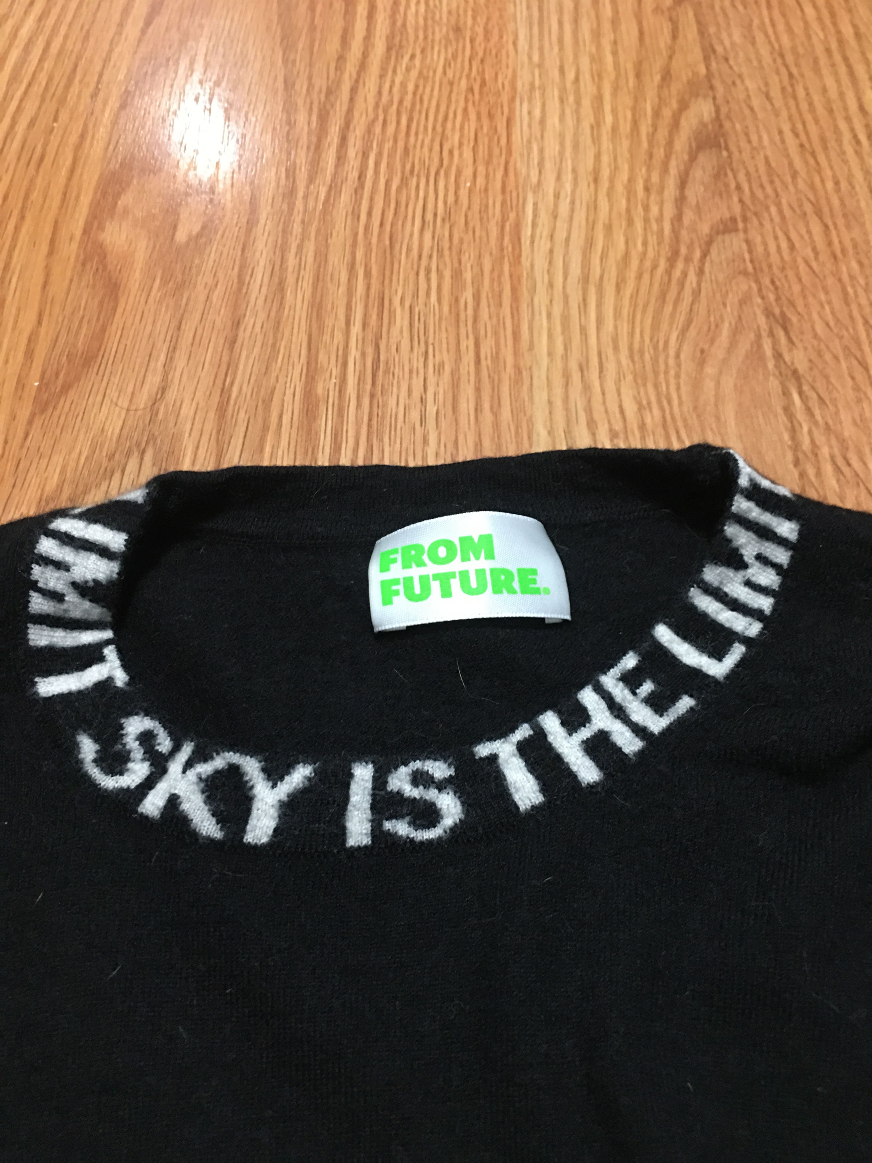 Designer FROM FUTURE Prime Wool Black Sweater "Sky is the limit" Size L / US 10 / IT 46 - 8 Thumbnail