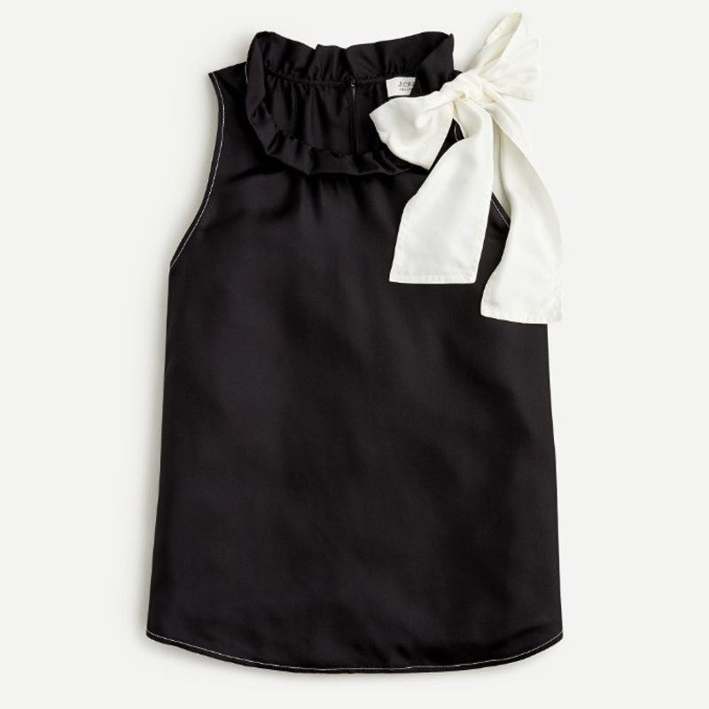 J.Crew J. CREW COLLECTION Sleeveless Blouse w/Cream Shoulder Bow XS Size XS / US 0-2 / IT 36-38 - 1 Thumbnail