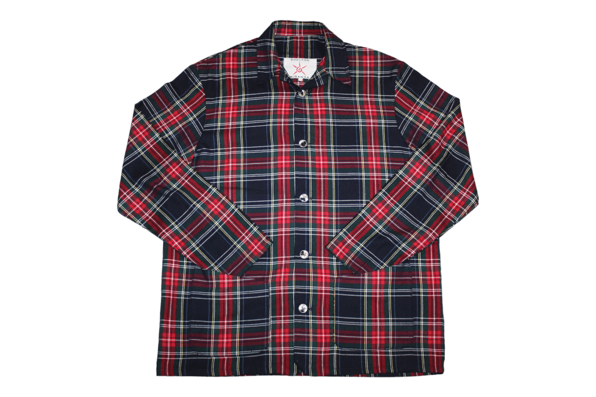 image of Shelton Miranda Bespoke Menswear Tartan Twill Chore Jacket in Red Tartan, Men's (Size Medium)