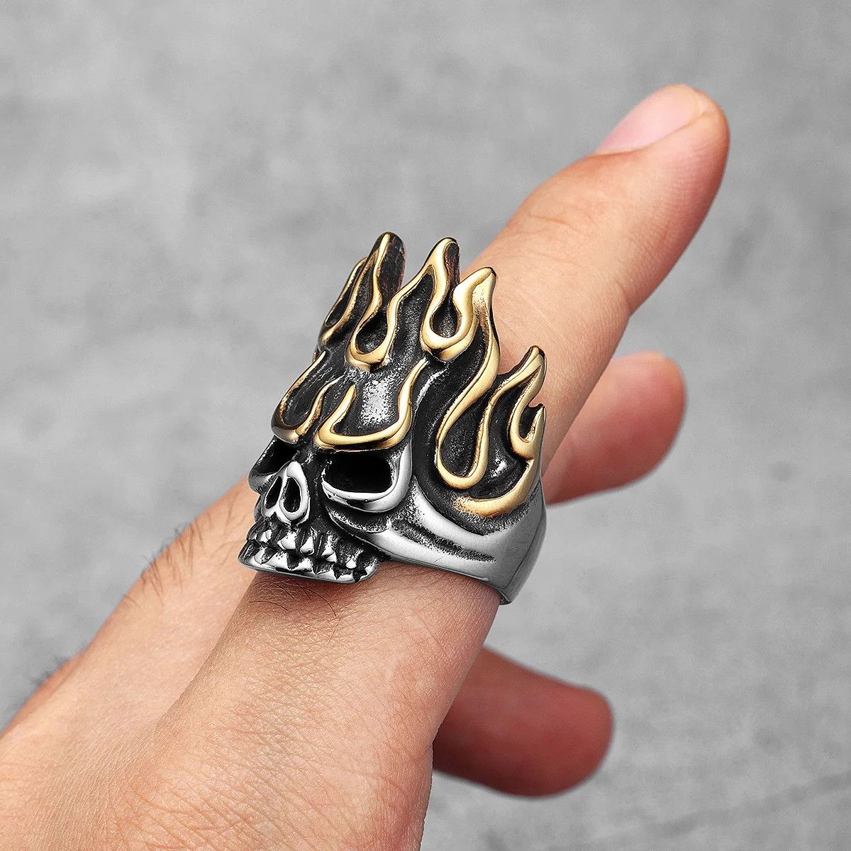 Vintage Fire God Skull Men Ring Size ONE SIZE - 1 Thumbnail