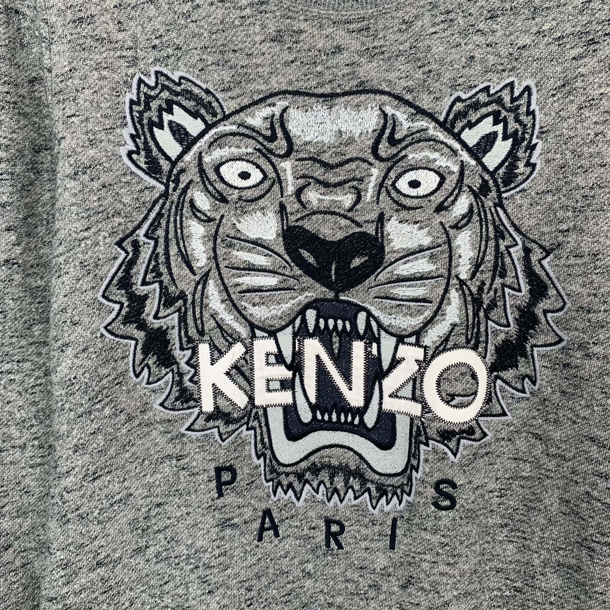 Kenzo Kenzo Grey Tiger Head Embroidered Knit Long-Sleeve Dress (Si Size ONE SIZE - 6 Thumbnail