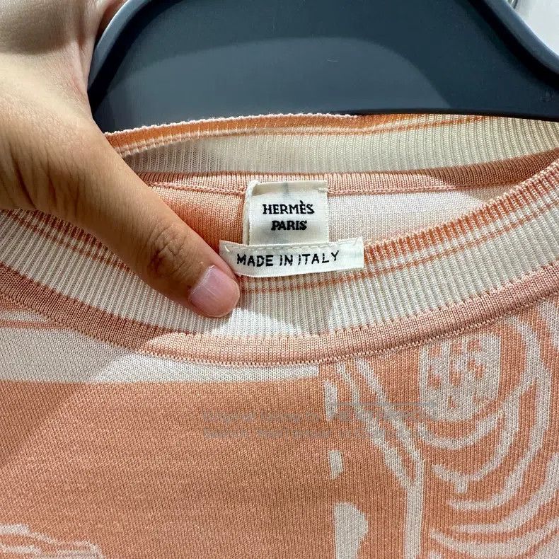 Hermes Hermes Pink and White Colorblocked Knit Short Sleeve Size XS / US 0-2 / IT 36-38 - 4 Thumbnail