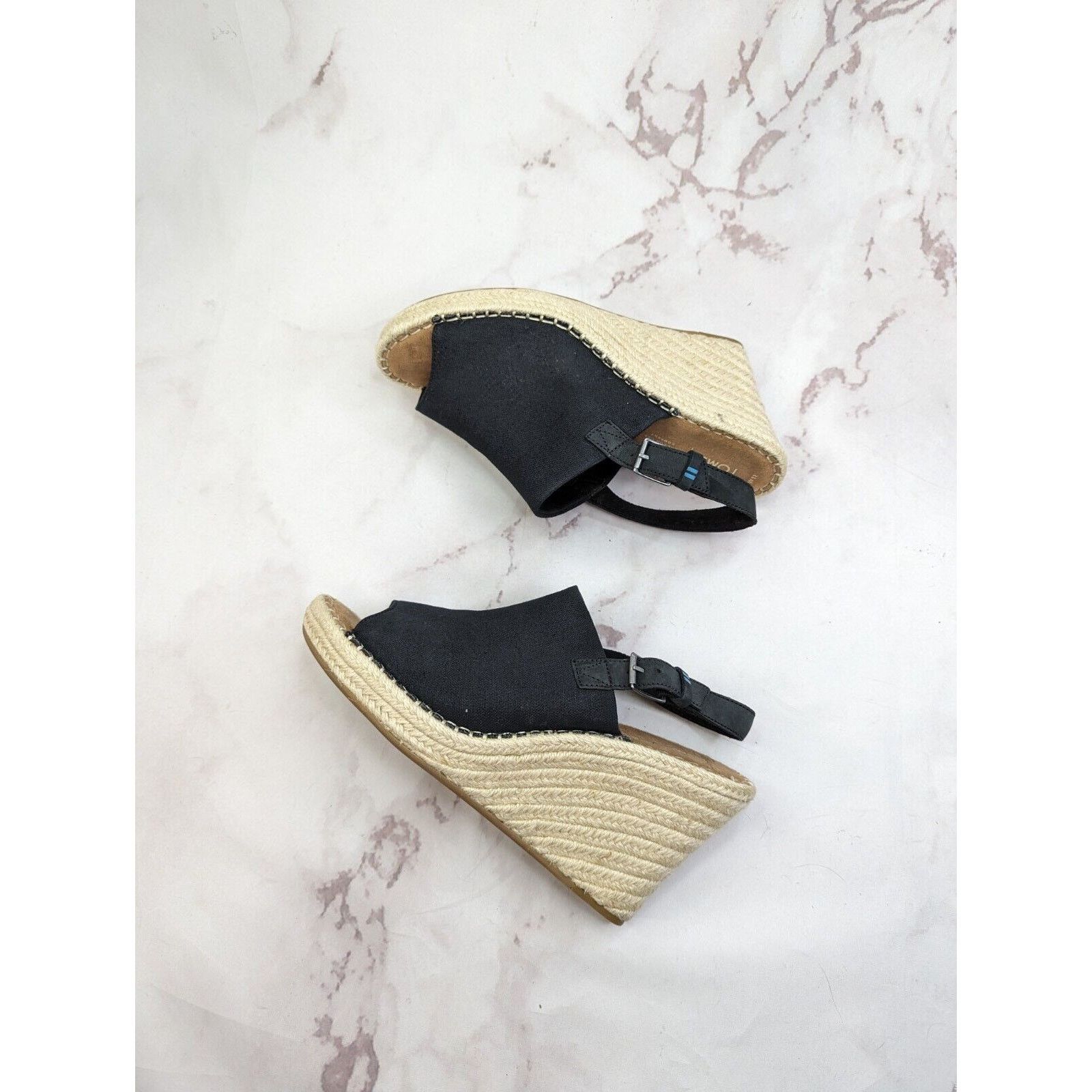 Toms Toms Wedge Women 11 Espadrille Black Platform Shoe Sandal Size US 9 / IT 39 - 11 Thumbnail