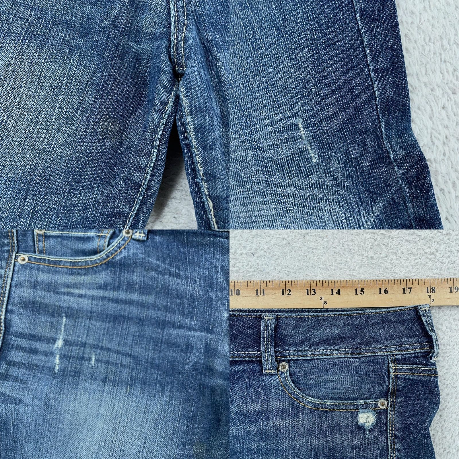 American Eagle Outfitters American Eagle Jeans Womens 10 Slim Distressed Bootcut Denim Blue 34x32 Stretch Cotton Spandex Size 32" / US 10 / IT 46 - 8 Thumbnail